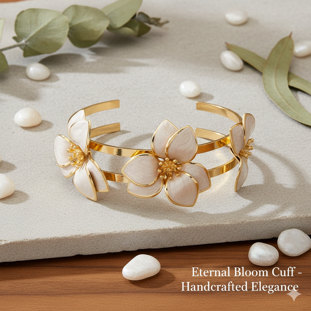 Elegant Enamel Flower Jewelry Set - 18K Gold Plated Floral Necklace & Earrings for Women