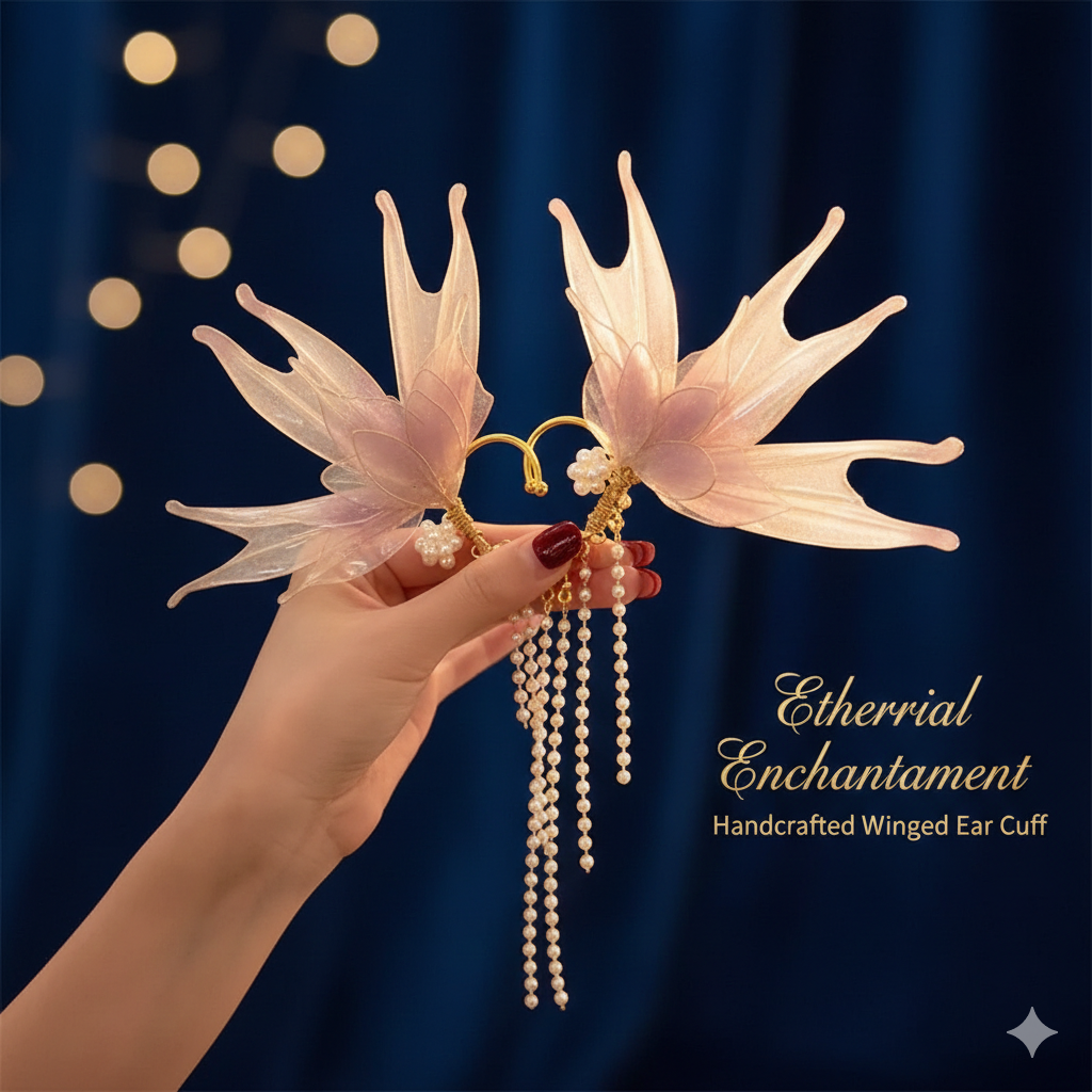 Gradient Resin Mermaid Ear Cuff Earrings for Women – Non Piercing Imitation Pearl Fantasy Jewelry