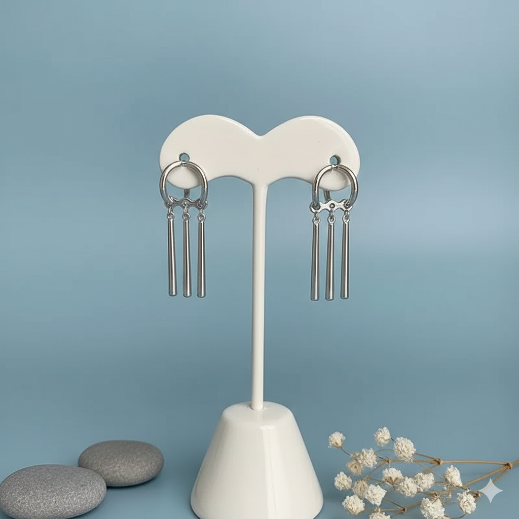 Zoro Anime Earrings - Triple Gold Drop Dangle - One Piece Cosplay Jewelry (1 Pair / 3 Pieces Set)