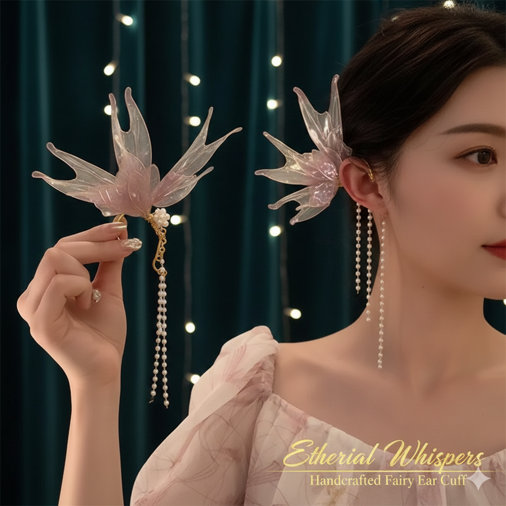 Gradient Resin Mermaid Ear Cuff Earrings for Women – Non Piercing Imitation Pearl Fantasy Jewelry