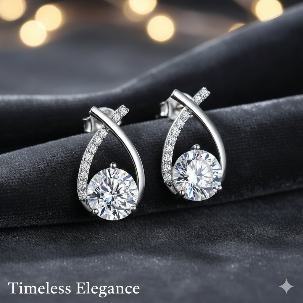 New Fashion Cross Crystal Stud Earrings - 1 Pair Elegant Korean Ear Rings - Perfect Jewelry Gift for Her