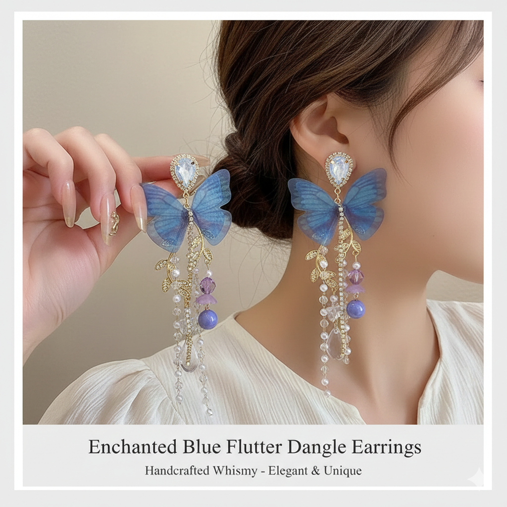 Pink Butterfly Long Tassel Earrings for Women: Zircon Crystal & Imitation Pearl Beads, Light Luxury Party Ear Accessories
