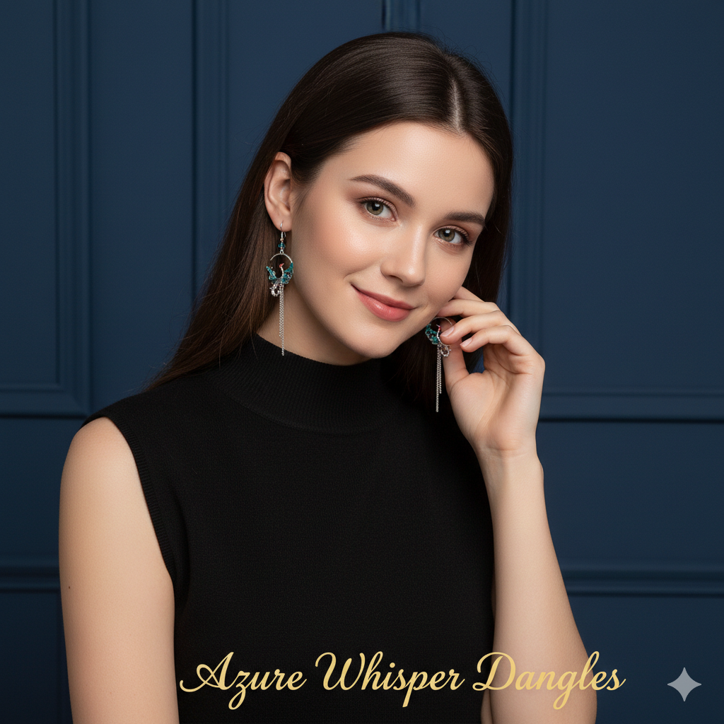 Asymmetric Crane Folding Fan Earrings for Women – Chinese Style Long Tassel Fashion Party Jewelry