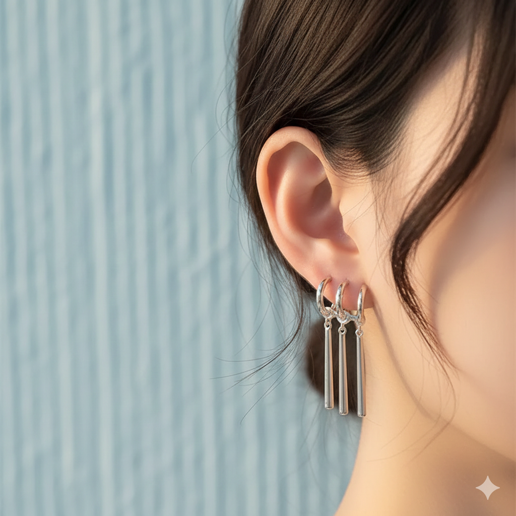 Zoro Anime Earrings - Triple Gold Drop Dangle - One Piece Cosplay Jewelry (1 Pair / 3 Pieces Set)