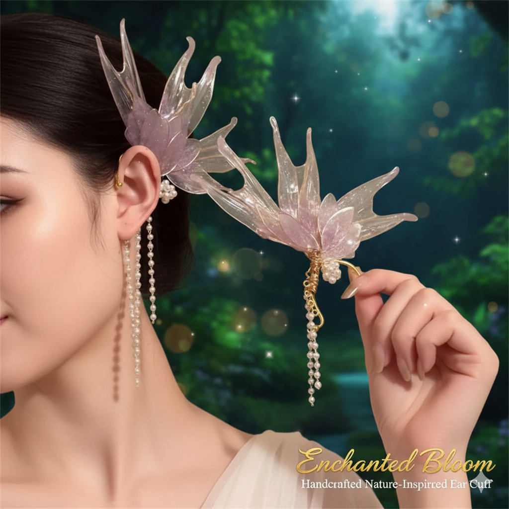 Gradient Resin Mermaid Ear Cuff Earrings for Women – Non Piercing Imitation Pearl Fantasy Jewelry