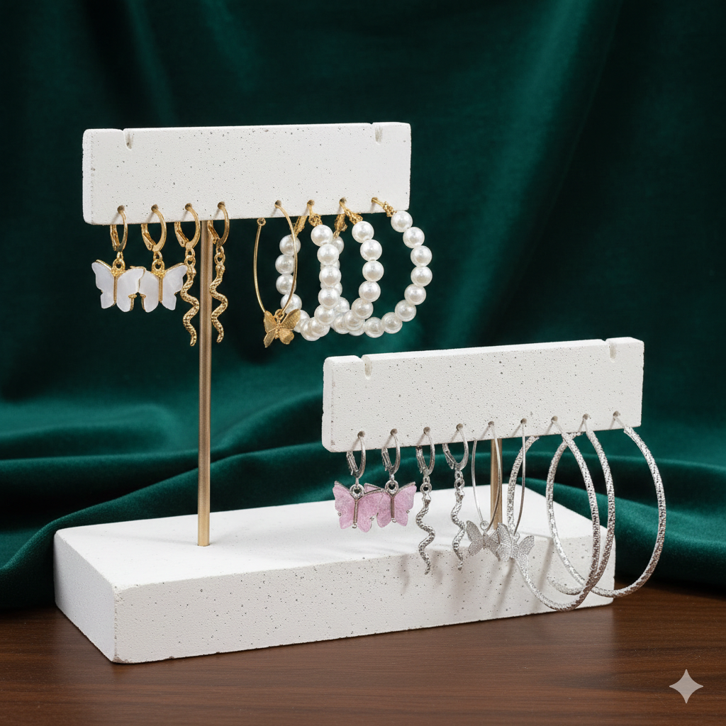 Trendy 5-Piece Snake & Butterfly Earring Set | Gold Acrylic Pearl Hoops for Women | Fashion Jewelry Gift Accessories