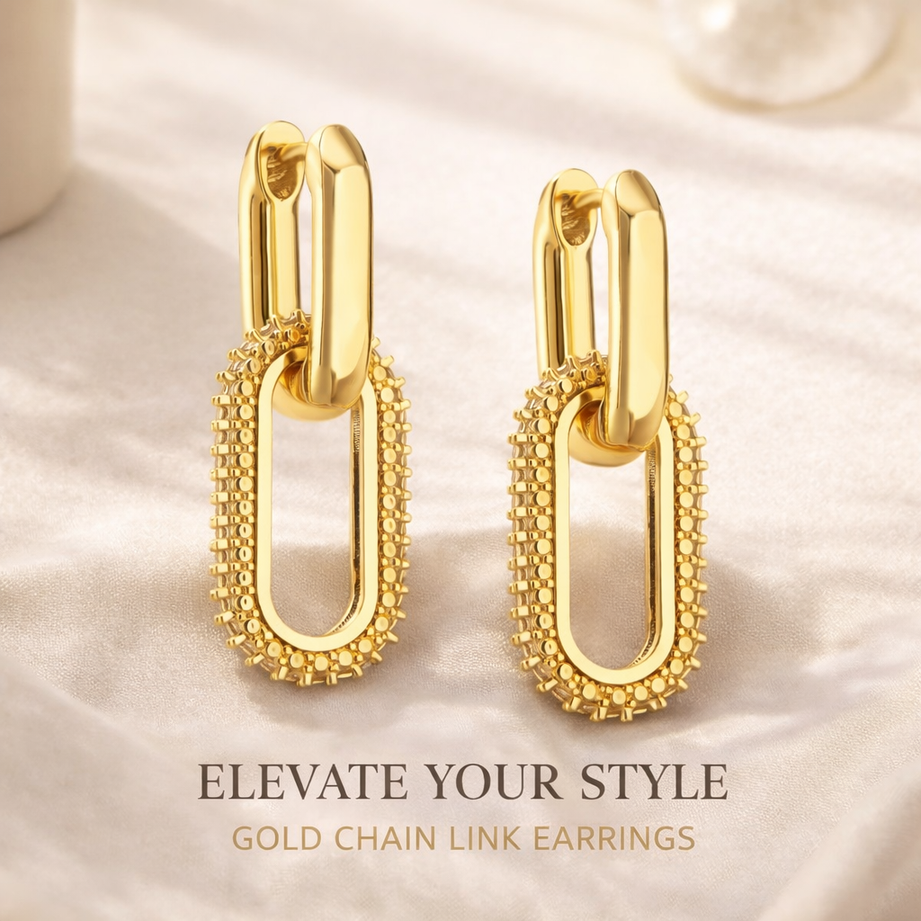 Modern Gold Double Hoop Dangle Earrings with Brilliant Zircon – Chic Minimal Jewelry for Women