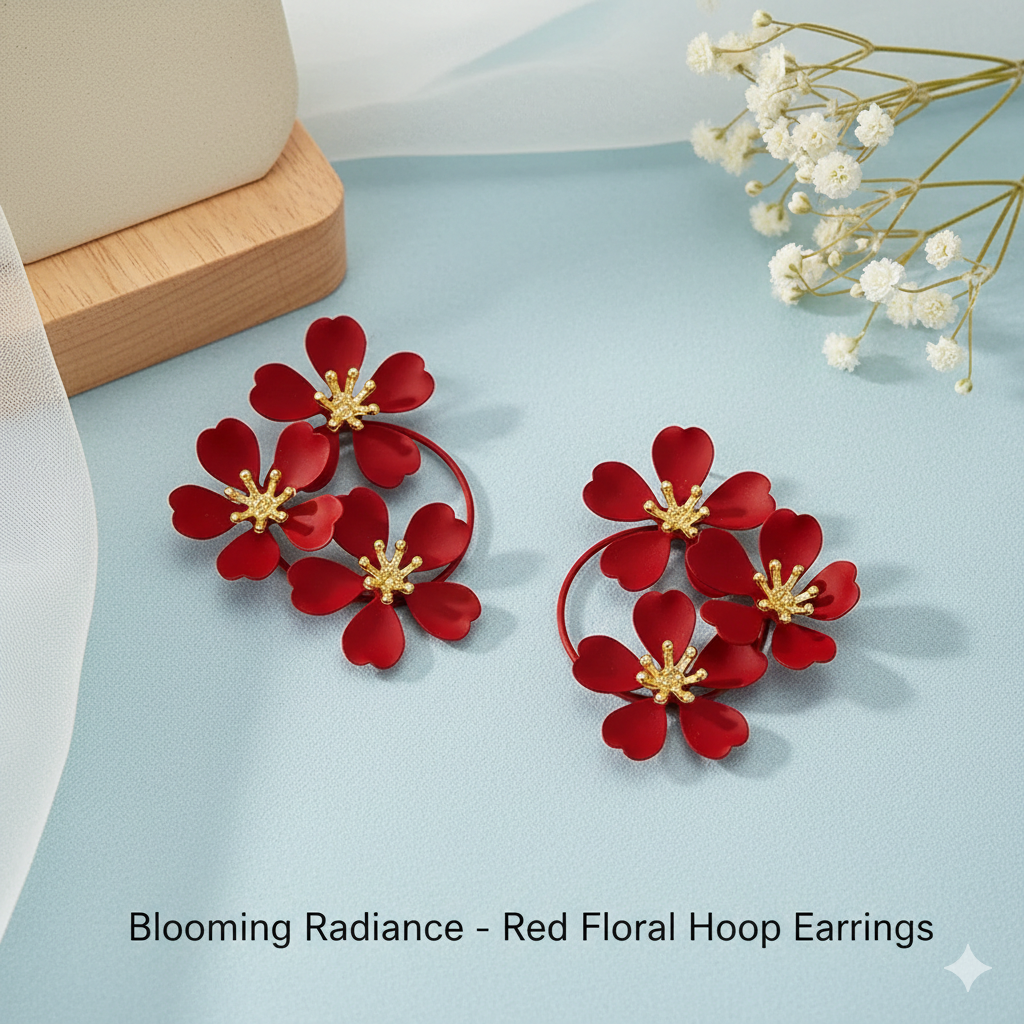 Bohemian Floral Dangle Earrings for Women, Korean Camellia Flower Romantic Luxury Fashion Jewelry